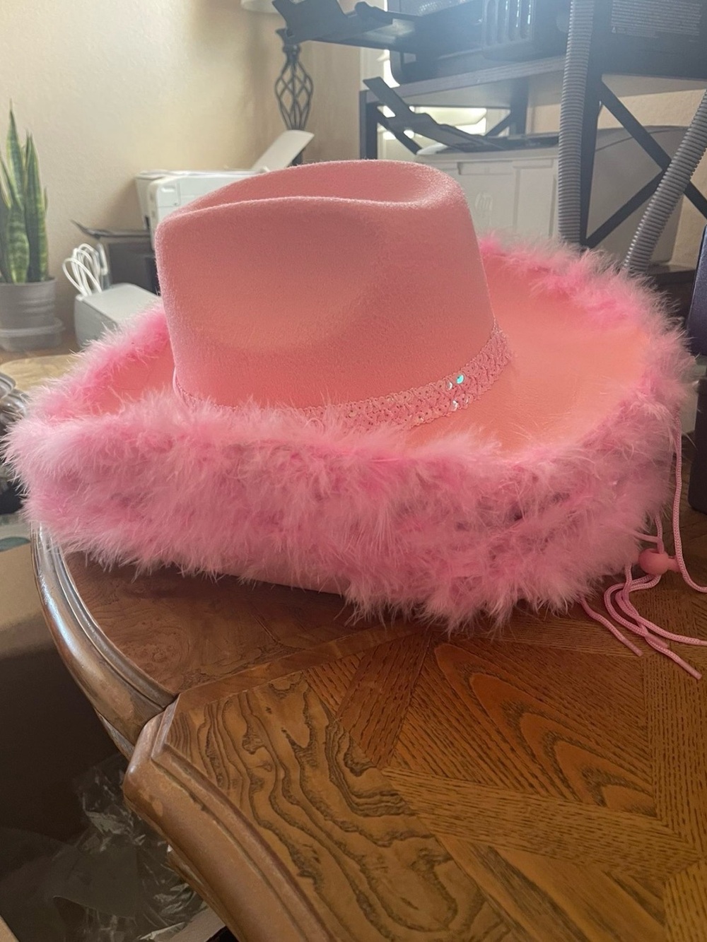 Pink Fuzzy Feather Cowboy Hat